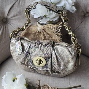 Coach Amanda Pippa Turnlock Shoulder Bag ( Multi-Colored / Opal Python )